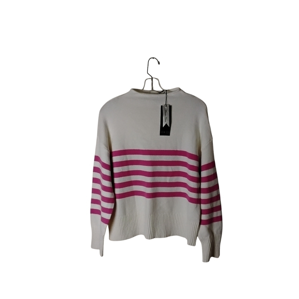 Truth Women's M Long Sleeve Pullover Pink White Stripe Warm Soft Sweater